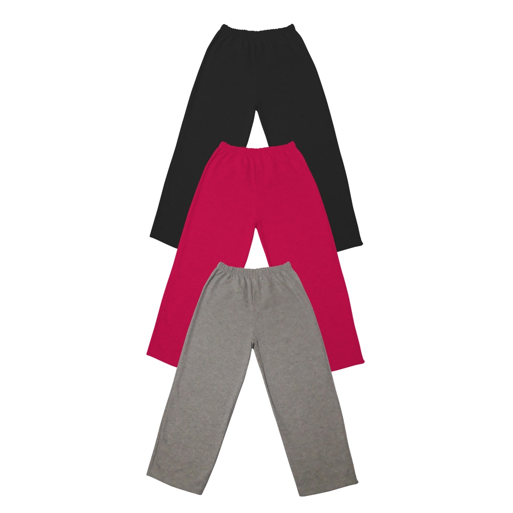 Calça de pijama infantil em meia malha kit com 3 calças 100% algodão menino e menina tamanhos 2 ao 12