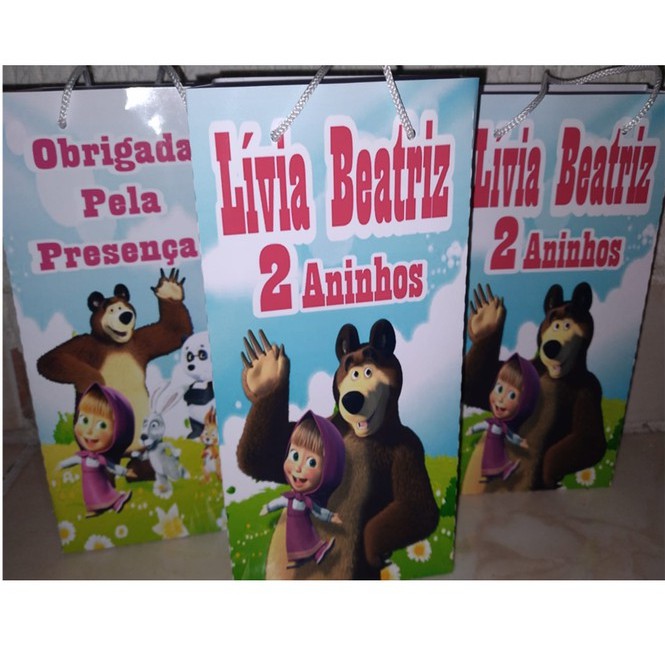 10 Sacolinhas Surpresa Marsha E o Urso Personalizada