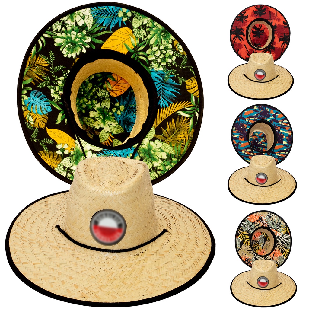 Chapéu de Praia Surf Palha Verão Estampado Sombreiro Rave - Promoção