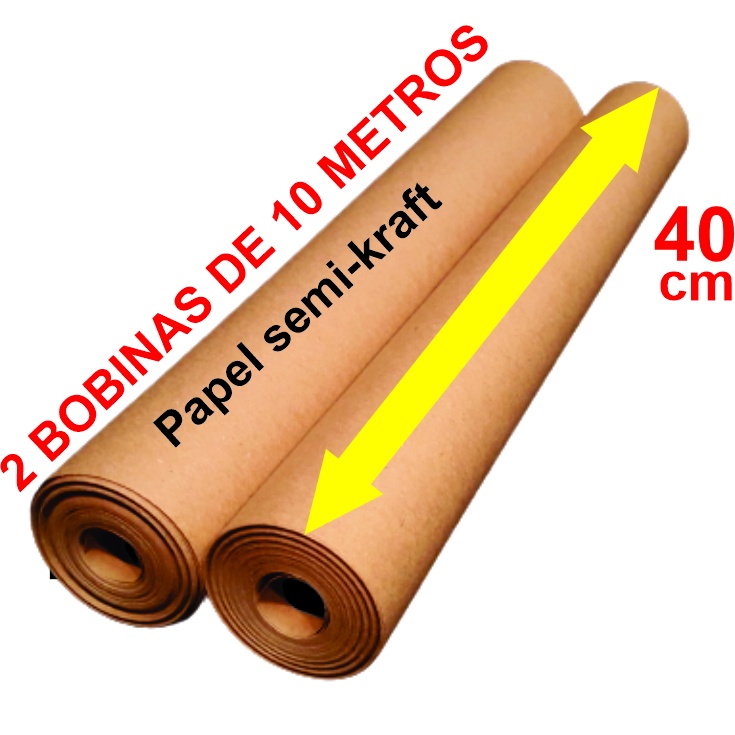 2 BOBINAS 10 m cada PAPEL SEMI-KRAFT C/ 40 cm DE LARGURA, Dir. DA FÁBRICA, Molde, Embrulho, forragem