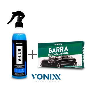 Kit Vintex Claybar Descontaminante de Pintura 100g + Vonixx V-Lub Lubrificante 500ml