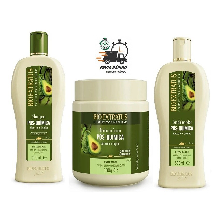 Kit Bio Extratus Pós Química Abacate Restaurador 3 Produtos de  500ml
