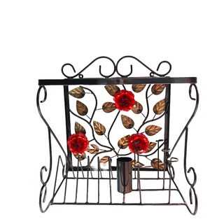 Paneleiro Escorredor Em Ferro Com Galho e Flor 40cm em Oferta na Shopee
