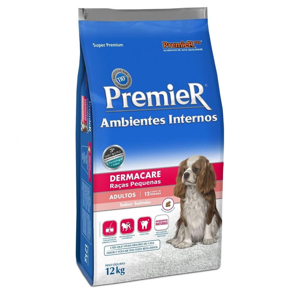 Ração Premier Ambientes Internos Dermacare Cães Adultos Raças Pequenas Salmão 12kg - Pets