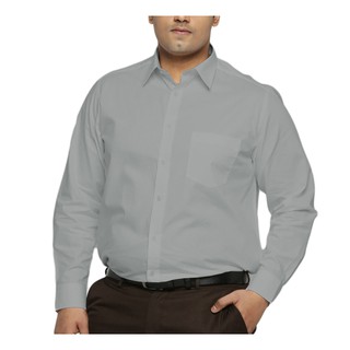 Camisa Social Masculina 100% Microfibra Manga Longa Plus Size Extra Grande Cinza Clara Bom Pano