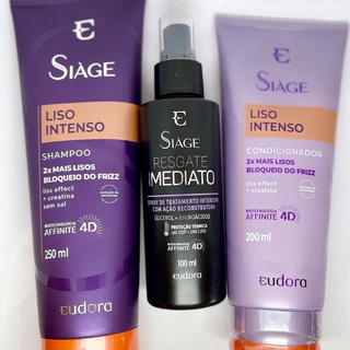 C0MB LISO INTENSO: SHAMPOO e CONDICIONADOR + SPRAY RESGATE IMEDIATO