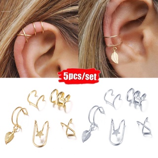 5pcs Moda Sem Piercing Brinco Ouro Cor Da Orelha Algemas De Clip Brincos De Folha