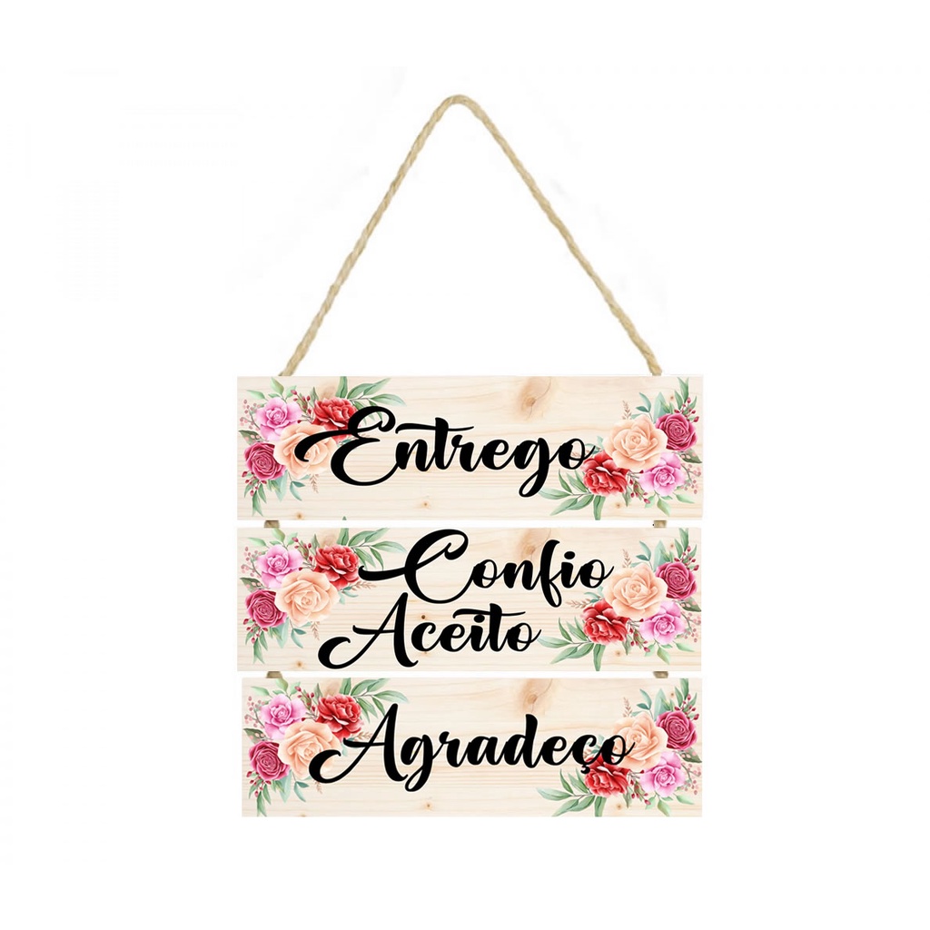 Quadro decorativo com corda Entrego, confio aceito agradeço cod 26