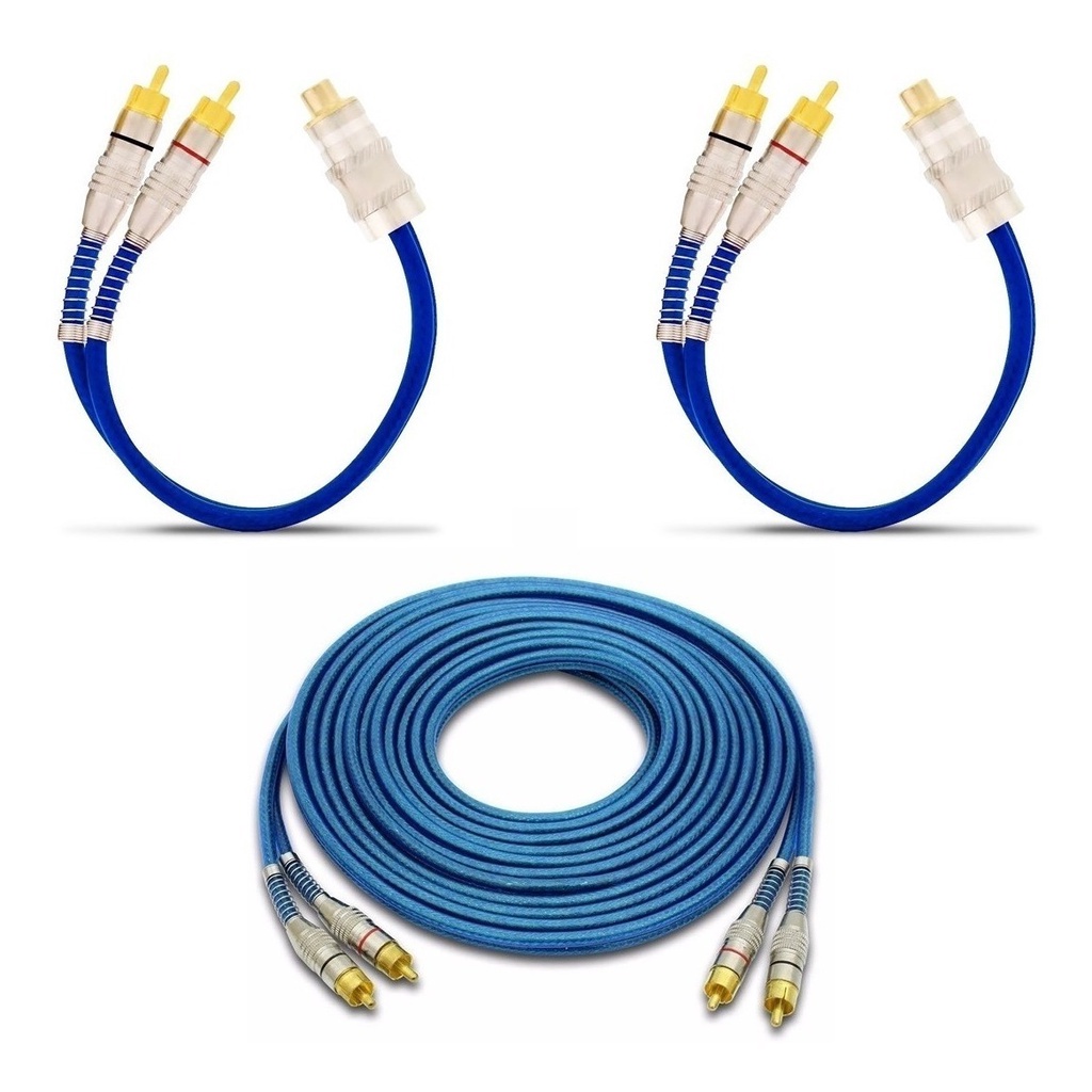 Kit 1 Cabo Rca 5 M + 2 Y Dupla Blindagem Cobre Techone Blindado em Oferta na Shopee