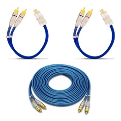 Kit 1 Cabo Rca 5 M + 2 Y Dupla Blindagem Cobre Techone Blindado