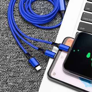 Cabo 3 Em 1 Carregador 1,2m Micro Usb V8 ,Tipo C, IOS Samsung Apple