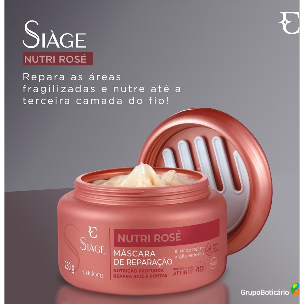 Máscara Capilar Siàge Nutri Rosé 250g Nutrição ( Não acompanha o pente)
