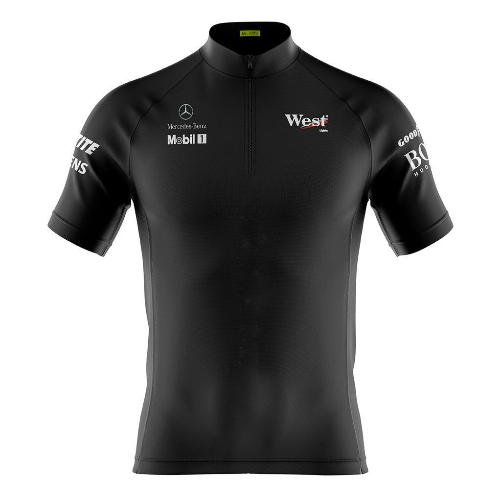 Camiseta Ciclismo Masculina Dryfit Proteção UV Bike MTB Speed Mercedes Preta