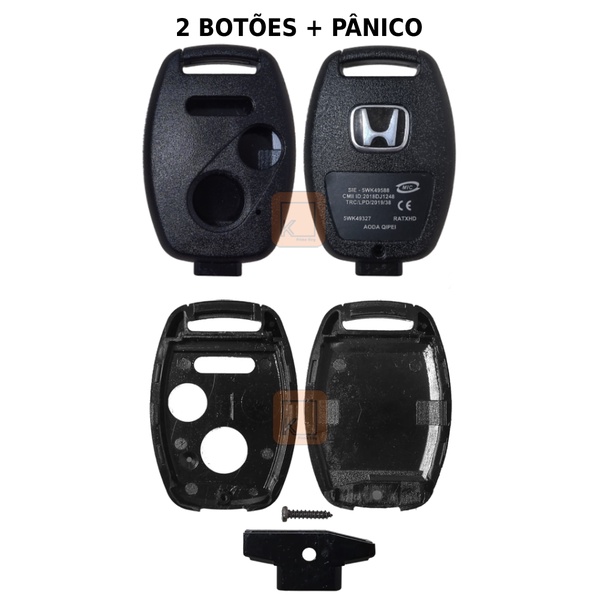 Capa Chave Honda, Carcaça Chave Honda, Civic, City, Fit