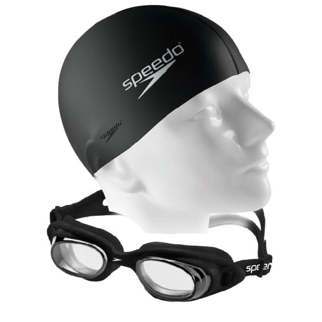 Kit Natação Speedo Óculos Tornado Adulto + Touca Flat Silicone Lentes Proteção UV e Antiembaçante em Oferta na Shopee