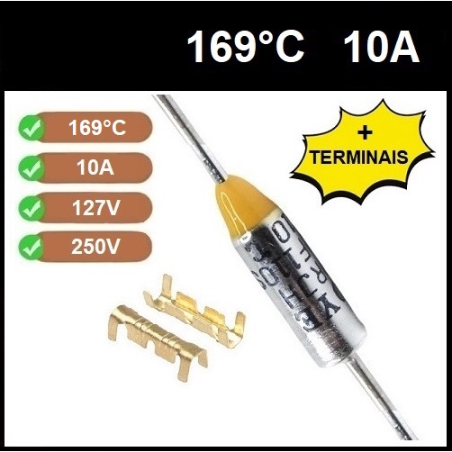 2 Fusível Térmico 10A TF169°C 169C 169°C 169 Graus 250V