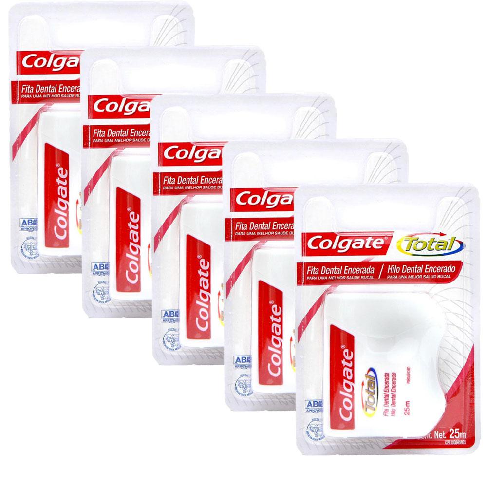 Kit 5 Fita Dental Colgate Total Encerada 25m em Oferta na Shopee
