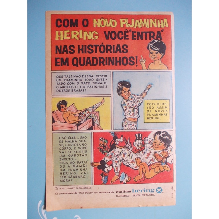 Propaganda Vintage (Papel) Do Gibi Almanaque Tio Patinhas. Hering Malhas. Com O Novo Pijaminha Hering Você Entra Nas Histórias Em Quadrinhos