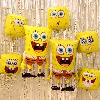 6pçs Balão De Alumínio Bob Esponja 32 Polegadas + Quadrado 18/Decoração De Festa