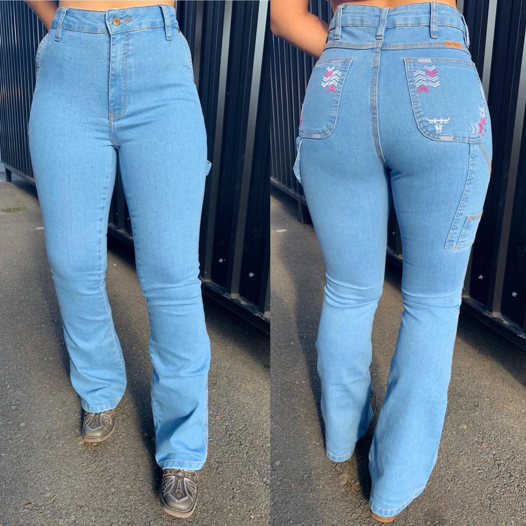 Calça Carpinteira Feminina Tex Team Bordada - Clara