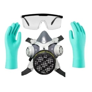 Kit Proteção Química Óculos Luva Nitrílica Respirador + Voga em Oferta na Shopee