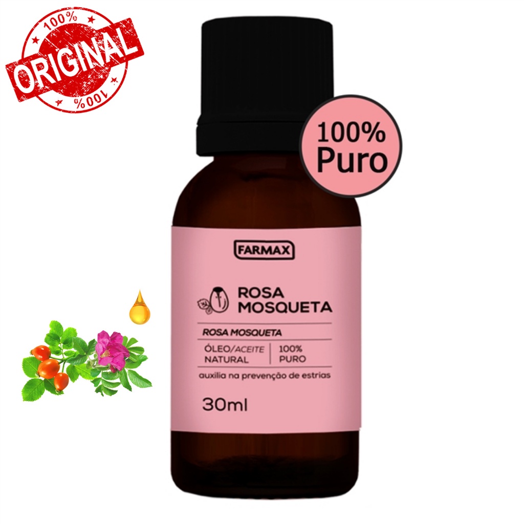 Oleo Rosa Mosqueta Vegano Puro Previne Aparecimento De Manchas Açao Contra Estrias Celulite E Cicatrizes 30ml Farmax