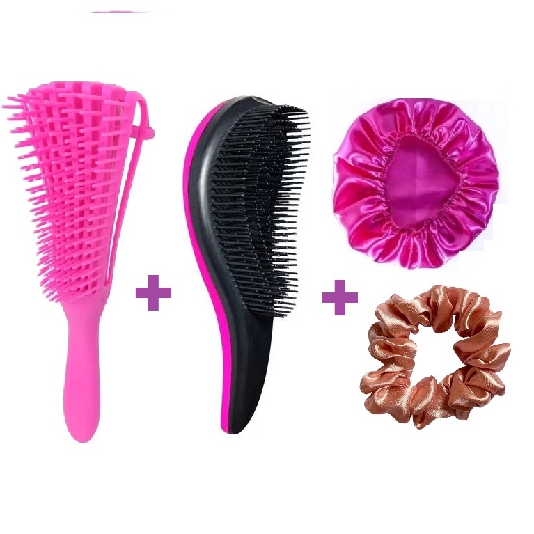 Kit/escova Mágica+touca De Cetim+ Xuxa De Cetim+ Escova Polvo- Super Promoção!!!