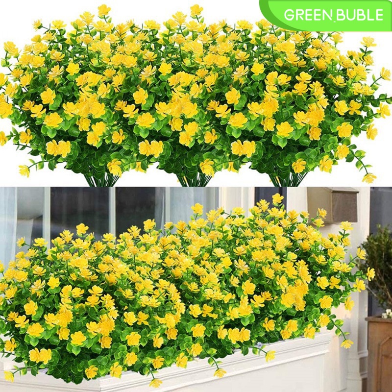 Green_Buble) 12 Pacotes De Flores Artificiais / Plantas Plásticas Falsas  Resistentes Uv Sem Desbota Para Jardim / Ambientes Externos | Shopee Brasil