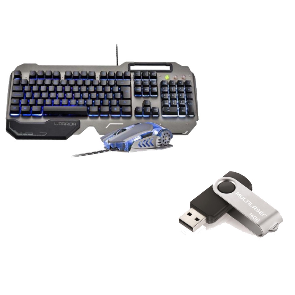 Kit Teclado e Mouse Gamer + Pen Drive 16GB