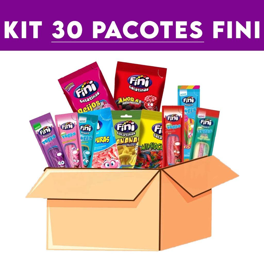 Kit com 30 pacotes Bala Fini Sabores Variados