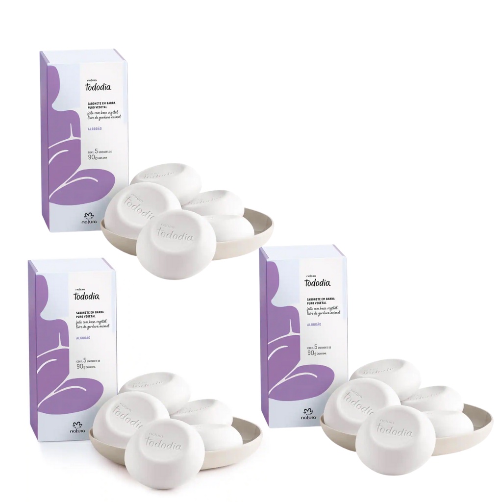 Sabonete em Barra Algodão 5x90g (3 Unidades) - Natura