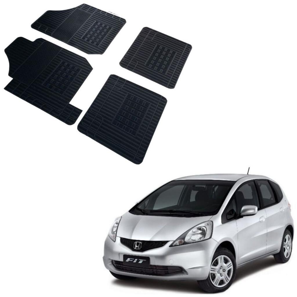Jogo 4 Pecas Tapete Automotivo Especifico Honda Fit 2009 a 2014 100% Borracha Borcol