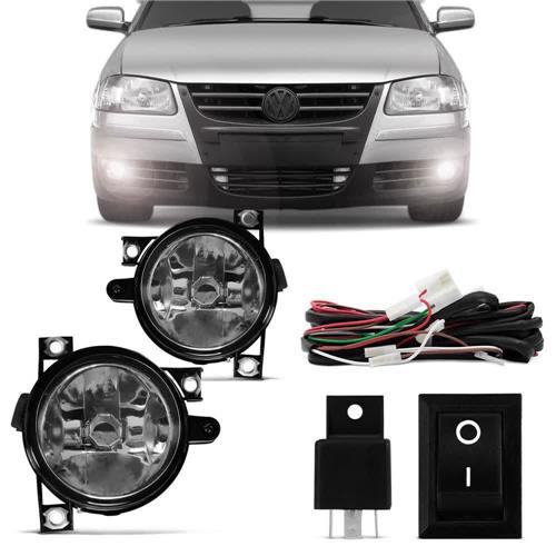 Kit Farol Milha Auxiliar Gol Parati Saveiro G4 06 07 08 09 10 11 12 Botão Universal