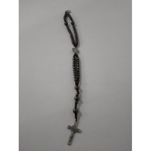 Terço De Pulso Pedra Hematita São Bento Pulseira
