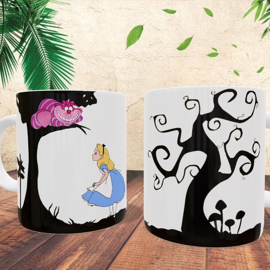 CANECA PERSONALIZADA ALICE NO PAIS DAS MARAVILHAS ARVORE E GATO ...