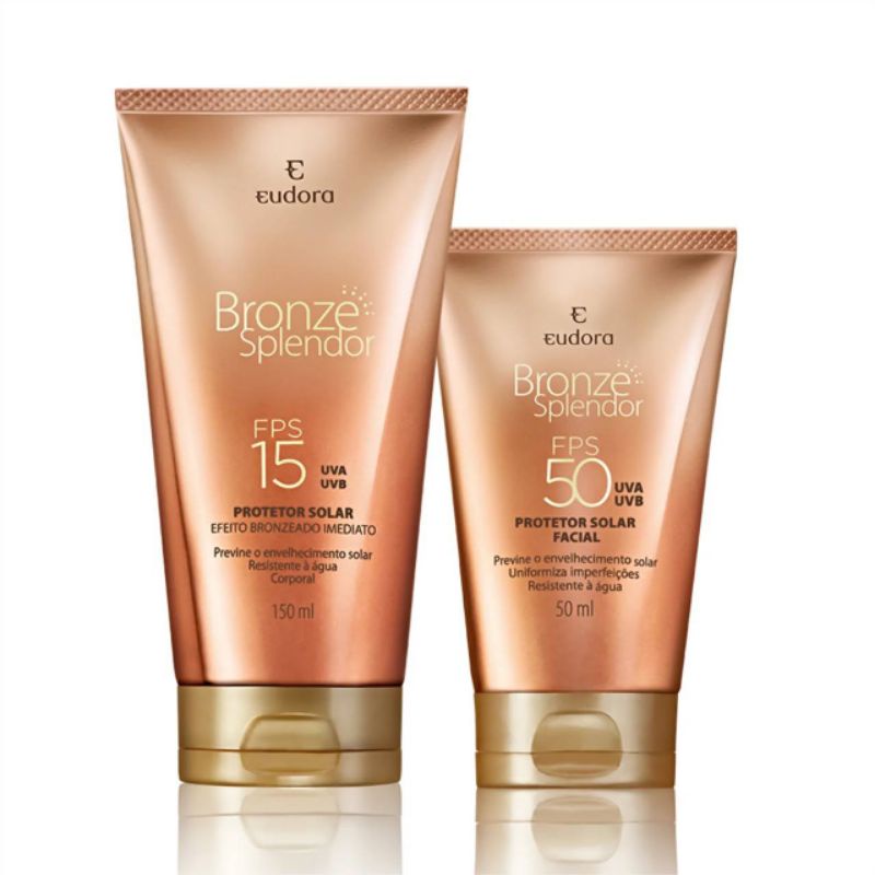 Protetor Solar Facial com Cor Bronze Splendor FPS50 50ml+Protetor Solar ...