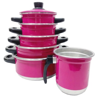 Jogo De Panela Alumínio 5 Pçs Rosa Pink + Fervedor N12