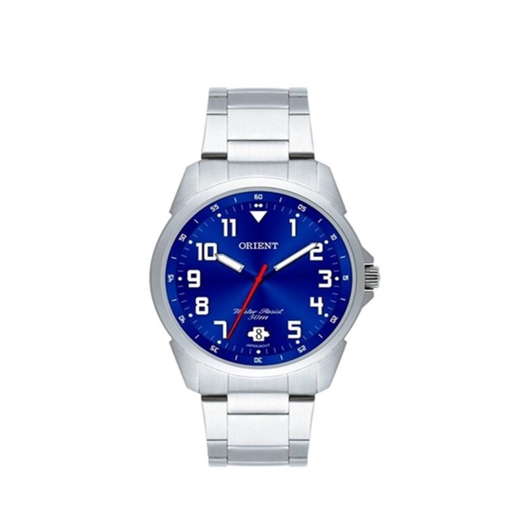 Relogio Orient Masculino Prata Fundo Azul Mbss1154a D2sx - Watches