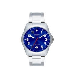 Relogio Orient Masculino Prata Fundo Azul Mbss1154a D2sx