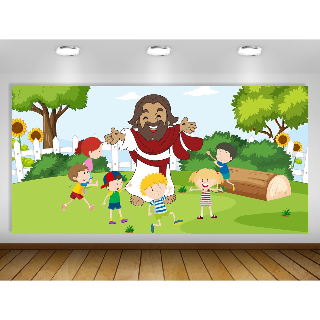 Painel de festa Jesus e Crianças Decoração Infantil natal | Shopee Brasil