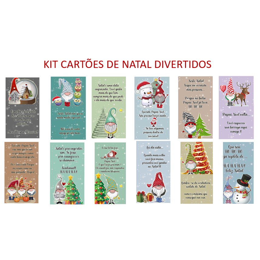 Kit Cartão Natal Divertido, Tag, papel offset 180g | Shopee Brasil
