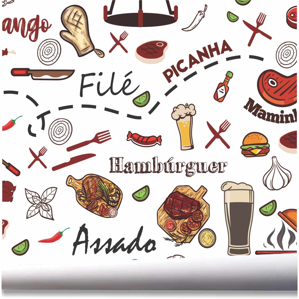 Papel De Parede Churrasqueira Churrasco Carne Cozinha A525