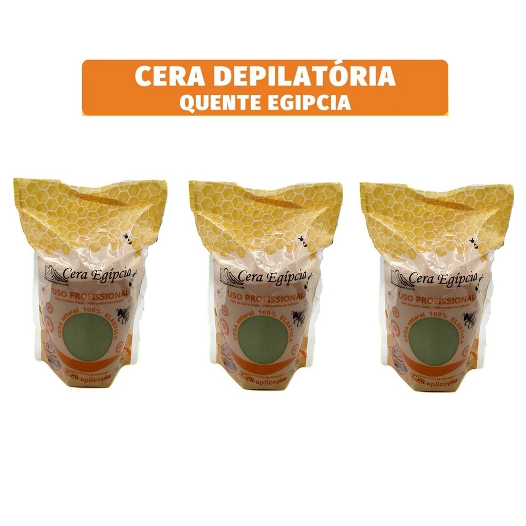 3 Ceras Quente Egipcia Elástica Para Depilação Espanhol Algas 500g