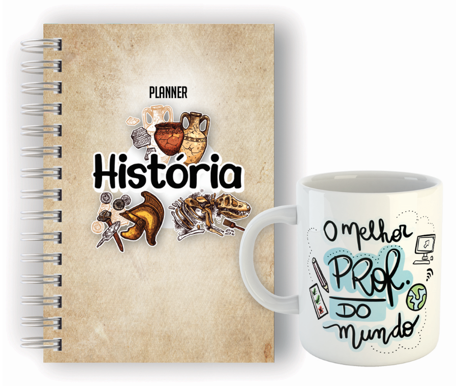 Planner para professor de História Com nome e Caneca