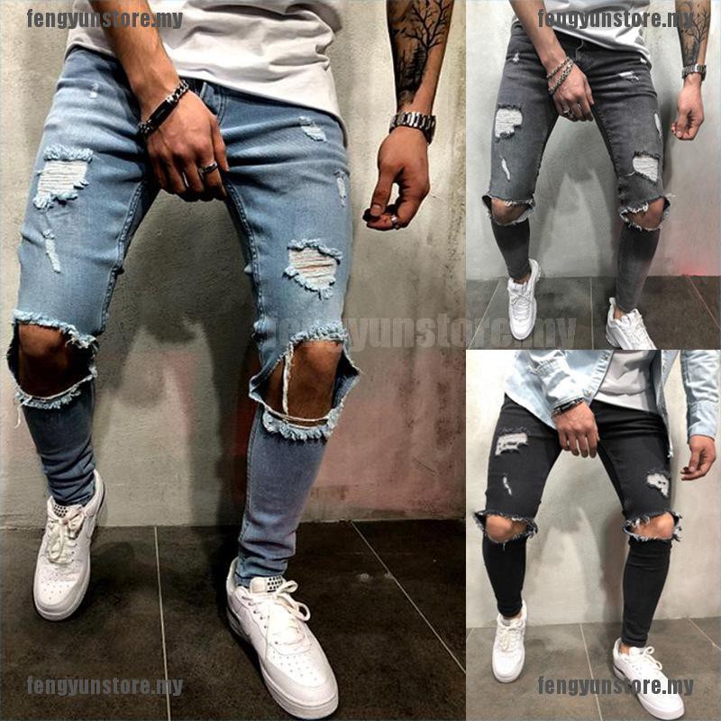 calças masculinas jeans rasgadas