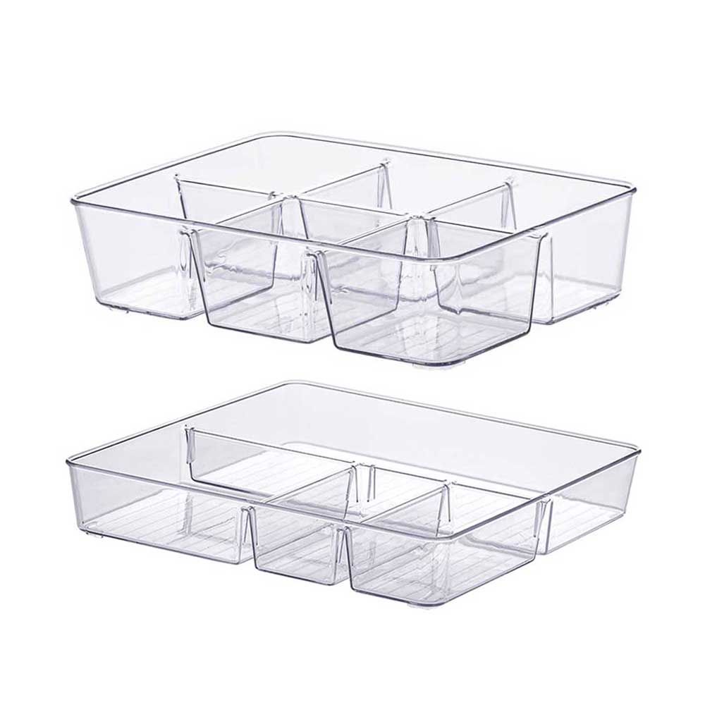 Kit 2 cestinhas organizadoras com divisórias multiuso despensa armário cozinha banheiro gaveta closet guarda roupa consultório lavanderia quarto do bebê Diamond Paramount