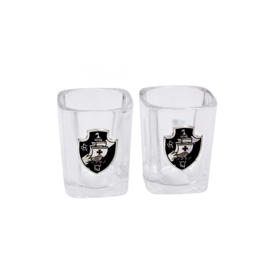 Jogo Com 2 Copos De Vidro Shot Vasco Oficial