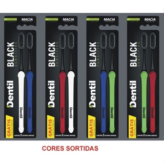 Kit 4 Escovas Dentil Black Sensitive Macia Embalagem 2 Unidades Cores Sortidas em Oferta na Shopee