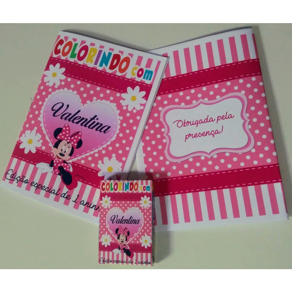 MINIKit de colorir Personalizado - Livro de colorir + giz de cera - Minnie - DESENVOLVEMOS QUALQUER TEMA