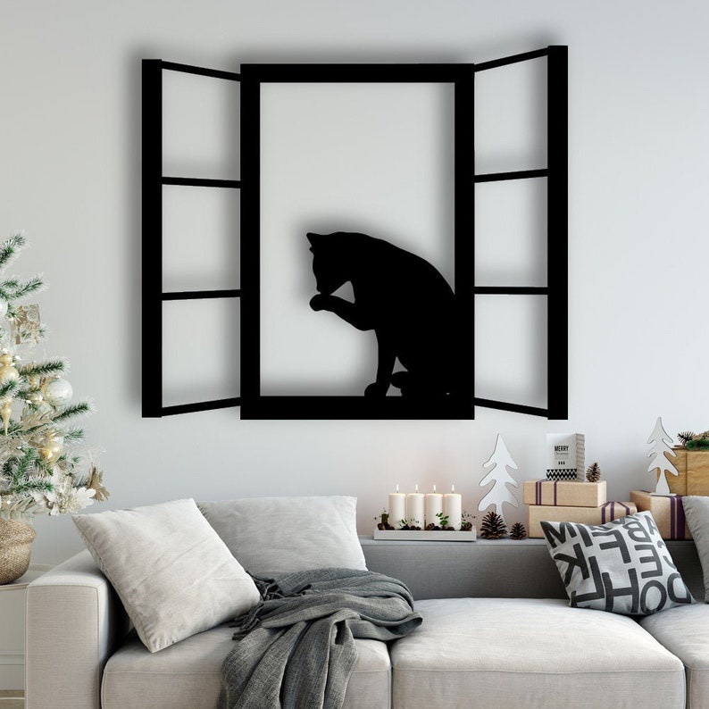 Quadro Gato Na Janela Mdf Shopee Brasil 5847